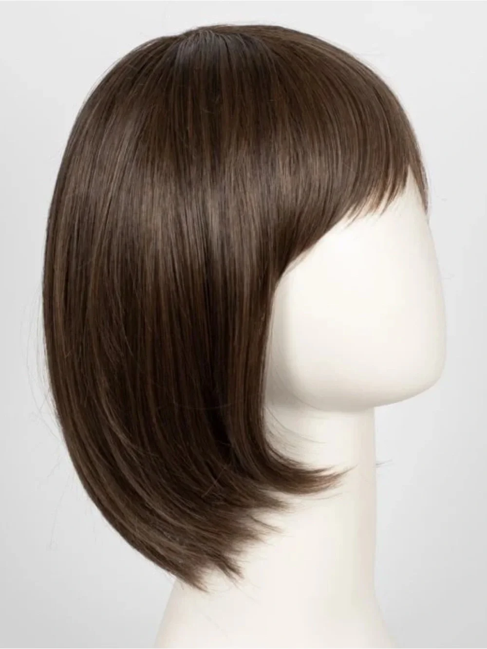 Brown Short Layered Wig with Mono Crown and Bangs